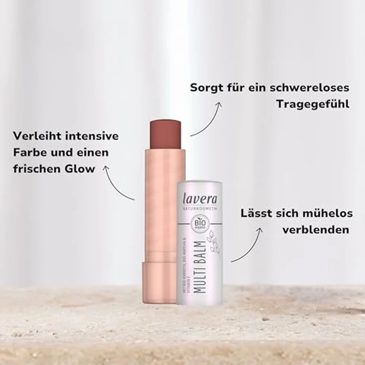 lavera Multi Balm Blister Sunset Red 01 - multifunktionaler Stick für Augen, Lippen & Wangen - vegan - frischer Glow & müheloses Verblenden - Naturkosmetik – Bild 3