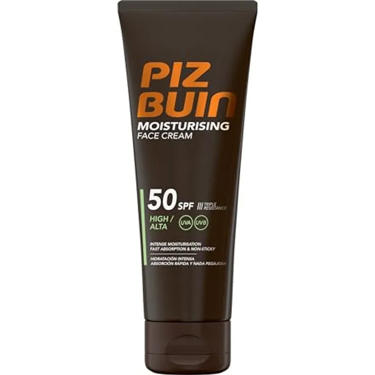 Piz Buin Moisturising Sonnencreme fürs Gesicht, feuchtigkeitsspendend, SPF 50, 50 ml