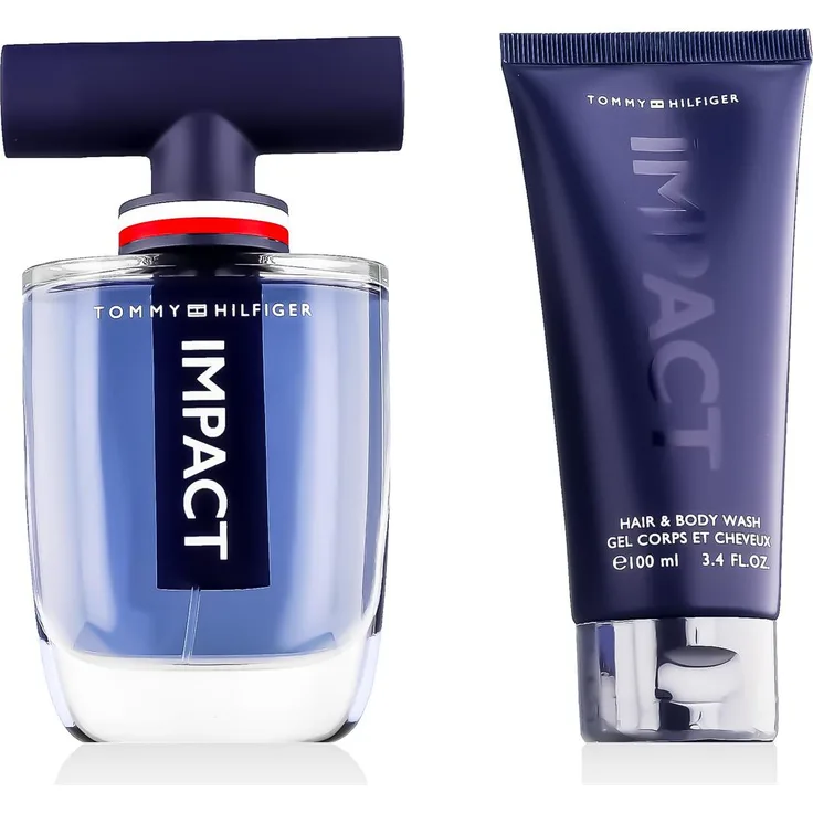 Tommy Hilfiger Impact EDT 100 ml + EDT MINI 4 ml + SG für Haut und Haar 100 ml, Herrenduft mit Zitrusnoten und holzigen Untertönen
