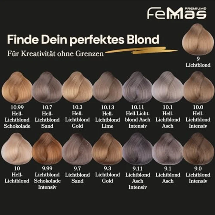 FemMas Haarfarbe Lichtblond Gold 9.3, Professionelle Creme Haarfarbe mit Arganöl, Keratin & Ceramiden, 100 ml für dauerhafte Färbung und strahlende Ergebnisse – Bild 4