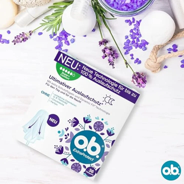 o.b. ExtraProtect Tampons Super+ Comfort, gynäkologisch getestet mit Dynamic Fit Technologie und extra Schutzflügeln für sehr starke Perioden – Bild 8
