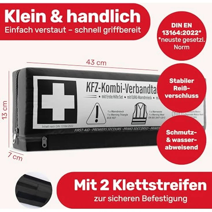HELDENWERK Erste Hilfe Set Auto 3in1 Norm 2026, Verbandskasten mit Warndreieck und reflektierender Warnweste, ECE-konform, staubgeschützt und steril verpackt – Bild 5