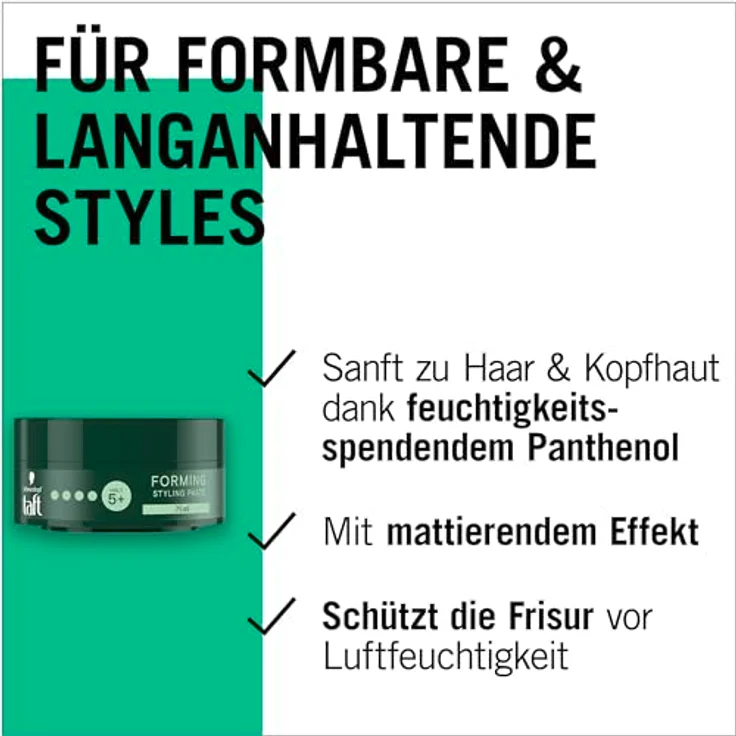 Schwarzkopf TAFT Forming Paste (75ml) - Haarstyling mit starkem Halt, sanft für Haar und Kopfhaut, vegane Formel – Bild 4