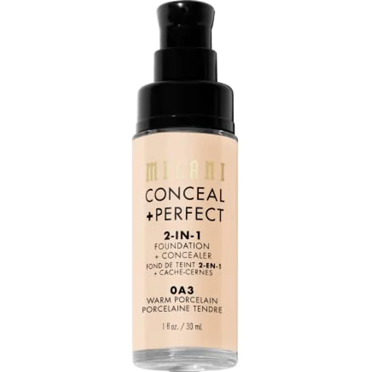 Milani Conceal + Perfect 2in1 Foundation, wasserfeste Foundation für einen gleichmäßigen Hautton, 30 ml, Warm Porcelain/0A3 – Bild 4