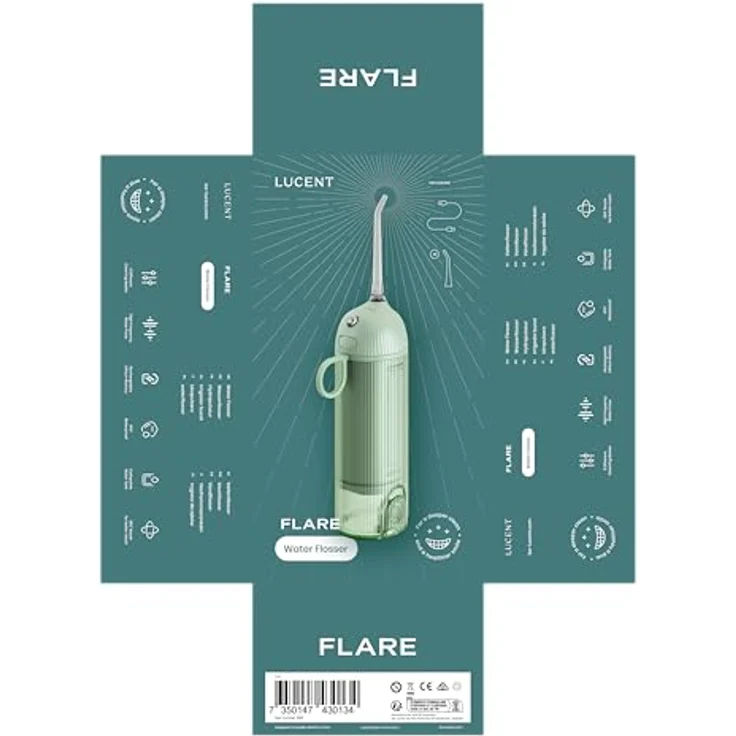 Be Lucent Lucent Flare Munddusche – Professionelle Zahnreinigung mit Wasserdruck, Zusammenklappbares Design, Extra-Düse, Wasserdicht nach IPX7 – Bild 2