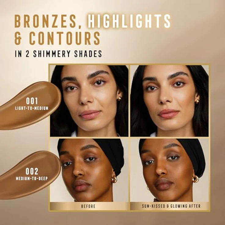 Max Factor Miracle Pure Bronzer 001 Light to Medium 15 ml, Bräunung, Hervorhebung und Konturierung, strahlendes Finish, gesunder Glanz – Bild 4