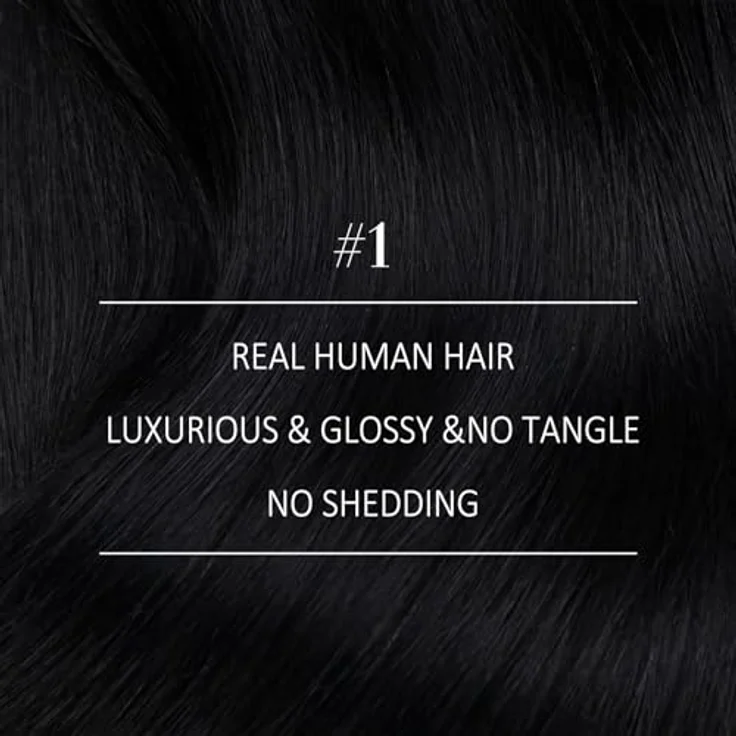 YoungSee Echthaar Tressen, Schwarz, 55 cm Weft Extensions, 100g, verwicklungsresistent und leicht anzupassen – Bild 3