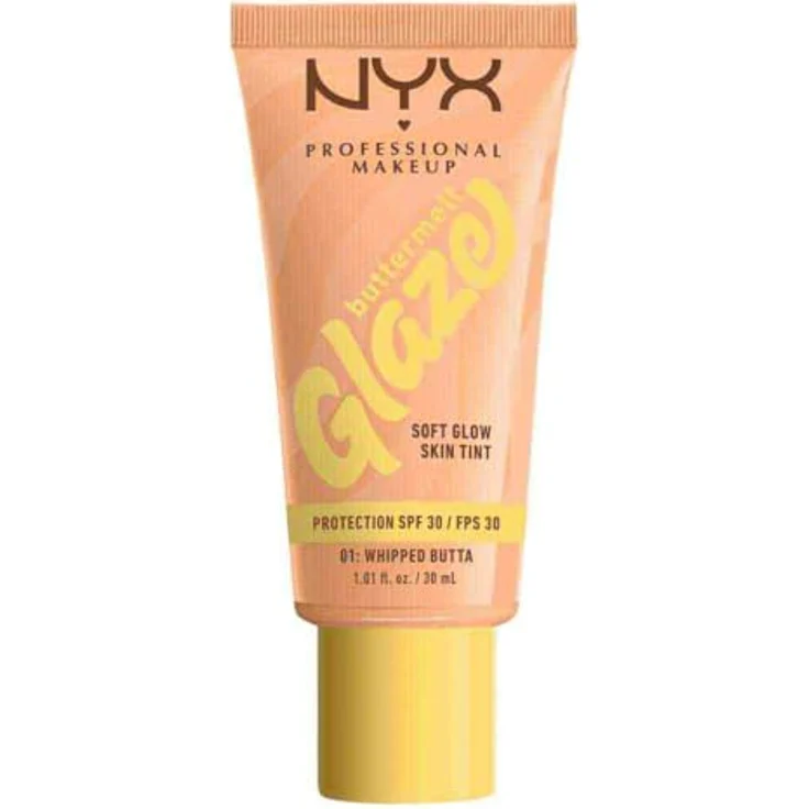 NYX PROFESSIONAL MAKEUP Buttermelt Glaze Foundation, LSF 30, Sheabutter, Mangobutter, Niacinamide, 30 ml, Farbton: 01 Whipped Butta – Bild 1