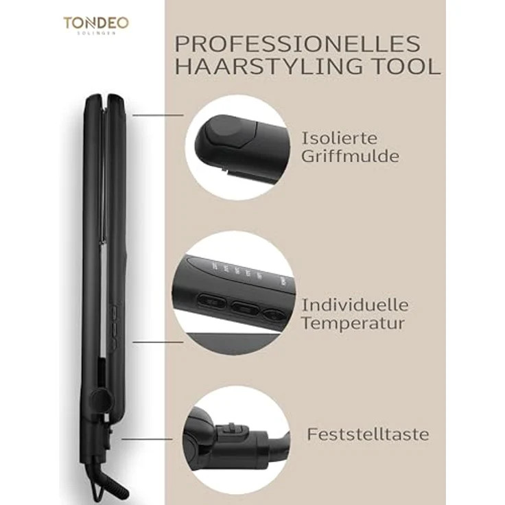 Tondeo Cerion Crimp Kreppeisen mit Keramikbeschichtung stufenlose Drehkupplung, stufenlose Steueung, federnd gelagerte Heizelemente – Bild 5