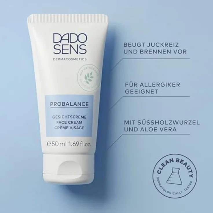 DADO SENS PROBALANCE BYE BYE ALLERGIE-SET, Gesichtscreme (50ml) + Augencreme (5ml) + SOS-CARE Akut-Creme (15ml), Pflege für sensible allergiegefährdete Haut, vegan – Bild 2