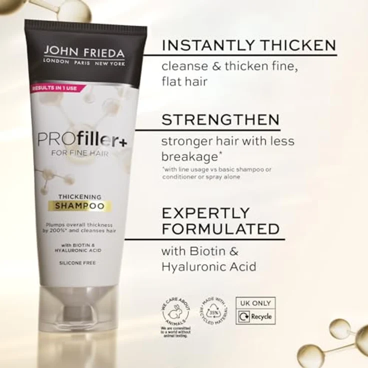 John Frieda PROfiller+ Thickening Shampoo 250 ML - Mit Biotin und Hyaluronsäure, stärkt das Haar und verleiht mehr Volumen – Bild 3