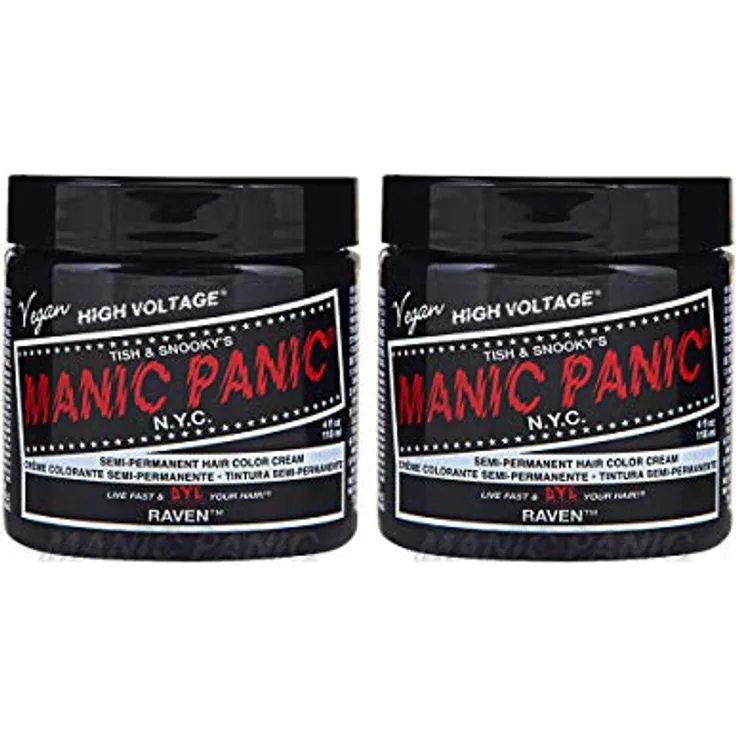 Manic Panic Raven Classic Creme, Vegan, Cruelty Free, Black Semi Permanent Hair Dye 2 x 118ml
