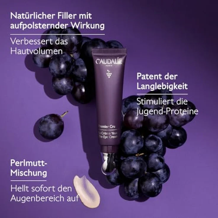 Caudalie Premier Cru Augencreme, 15 ml - Hochwertige Augenpflege mit Massage-Applikator, Dunkelviolett – Bild 4