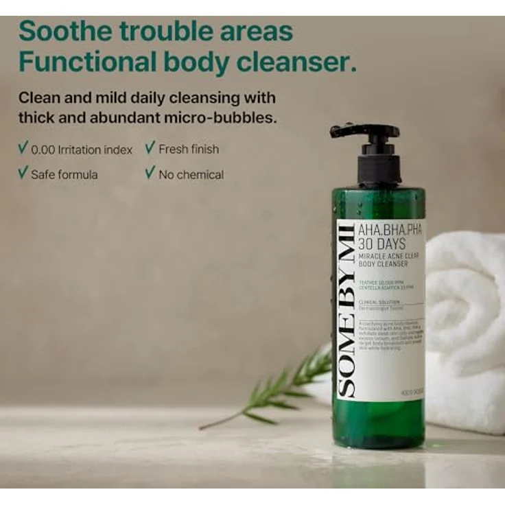 SOME BY MI AHA BHA PHA 30 Tage Miracle Acne Clear Körperreiniger 13,5 oz, 400 ml - täglicher Reiniger für zu Akne neigende Haut - Sanfter Peeling-Effekt – Bild 2