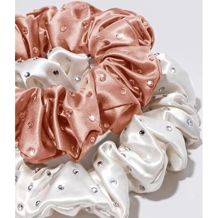 townssilk große Schleife Seide Krawatte, 100% reine Maulbeerseide, 22 Momme, haarfreundlich, elastisch, 2-teilig, weißer Diamant + Rose Diamant – Bild 3