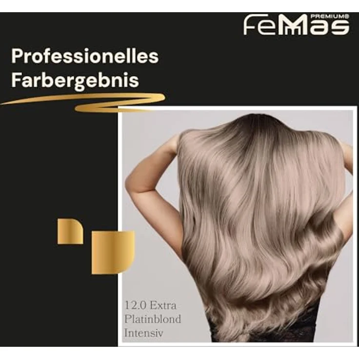 FemMas Haarfarbe Extra Platinblond Intensiv 12.0, Creme-Haarfarbe mit Arganöl, Keratin & Ceramiden für dauerhafte Färbung, 100 ml – Bild 2