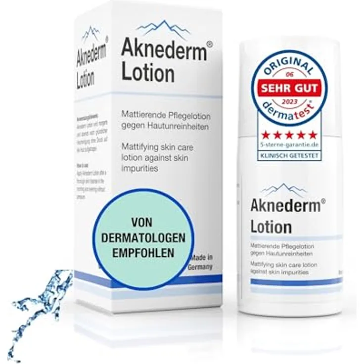AKNEDERM mattierende Gesichtslotion gegen Pickel & Akne 30ml - Tageslotion für fettige Haut, wirkt antibakteriell & reguliert Talg
