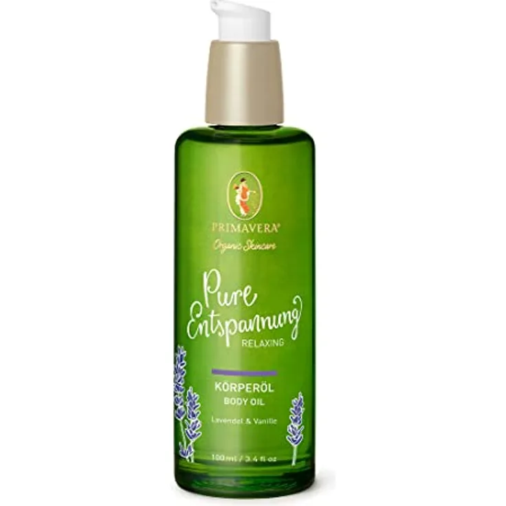 PRIMAVERA Pure Entspannung Körperöl 100 ml – Naturkosmetik – Lavendel, Vanille Duft – beruhigend, pflegend, stärkend – vegan