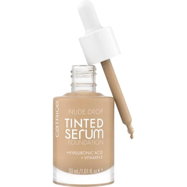 Catrice Nude Drop Tinted Serum Foundation, Nr. 030C, Nude, langanhaltend, mattierend, natürlich, für sensible Haut, vegan, ölfrei, ohne Parfüm, ohne Alkohol, 1er Pack (30ml) – Bild 1