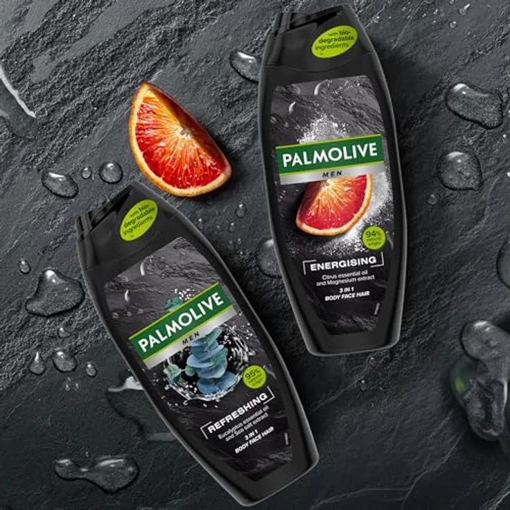 Palmolive Men Energizing 3 in 1, Duschgel mit ätherischem Zitronenöl und Magnesium-Extrakt, 500 ml für Körper, Gesicht und Haare – Bild 5