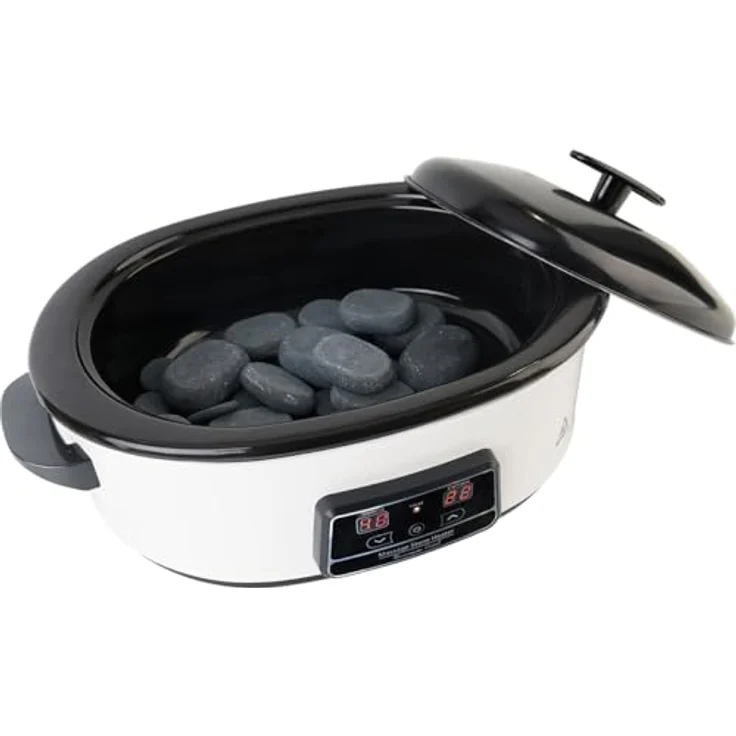 Casativo Hot Stone Massage Set, Digital Warmsteingerät 750W mit 23 Natursteinen, 70°C, weiß-schwarz, für ganzheitliche Schmerztherapie und Muskelentspannung – Bild 6