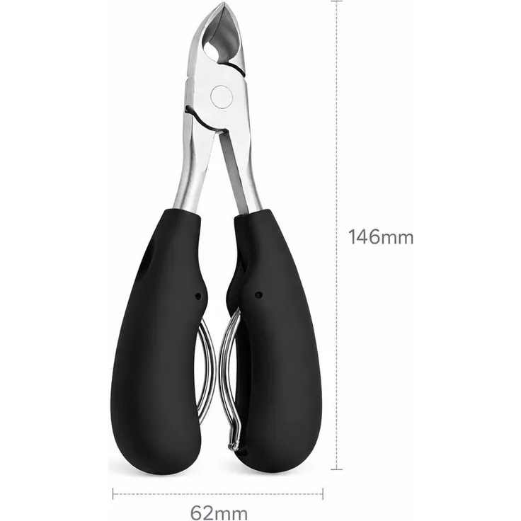 COOL-i ® Nagelknipser, Präzisionszange für dicke & brüchige Zehennägel mit gebogener Edelstahlklinge und ergonomischem Griff