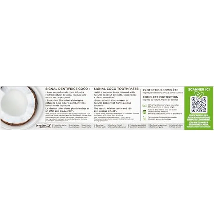 Signal Integral 8 antibakterielle Zahnpasta Nature Elements Coco Blancheur, klinisch erwiesene antibakterielle Formel, 75 ml – Bild 3