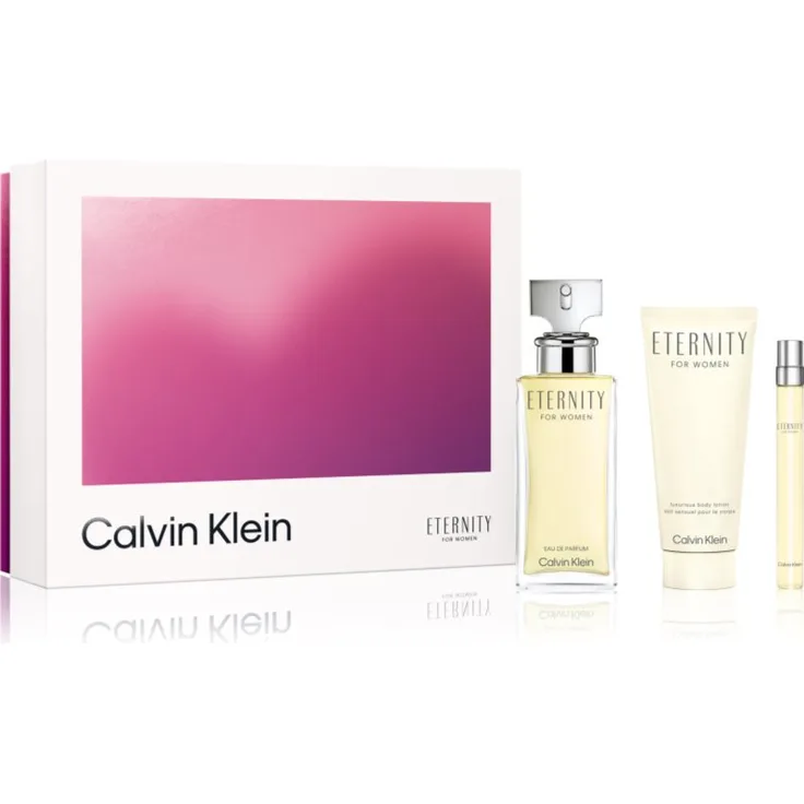 Calvin Klein Eternity For Women Set Geschenkset, Parfüm mit Bodylotion und Duft-Miniatur, 100 ml + 10 ml + 100 ml
