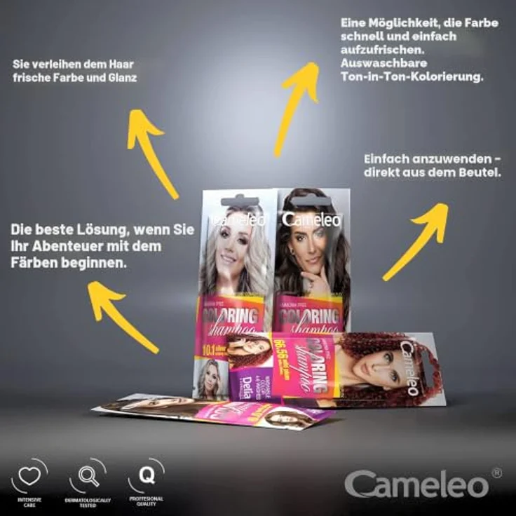 Delia Cosmetics Cameleo Pomegranate Coloring Shampoo, 40 ml, Tönungsshampoo für dezente Farbauffrischung in Juicy Pomegranate – Bild 2