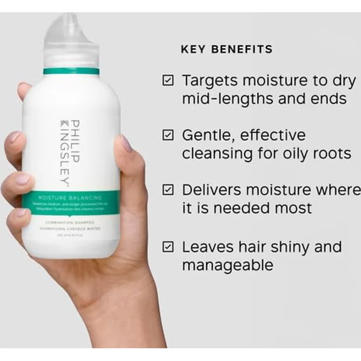 Philip Kingsley Moisture Balancing Combination Shampoo, feuchtigkeitsspendend für trockenes und fettiges Haar, 250ml – Bild 3