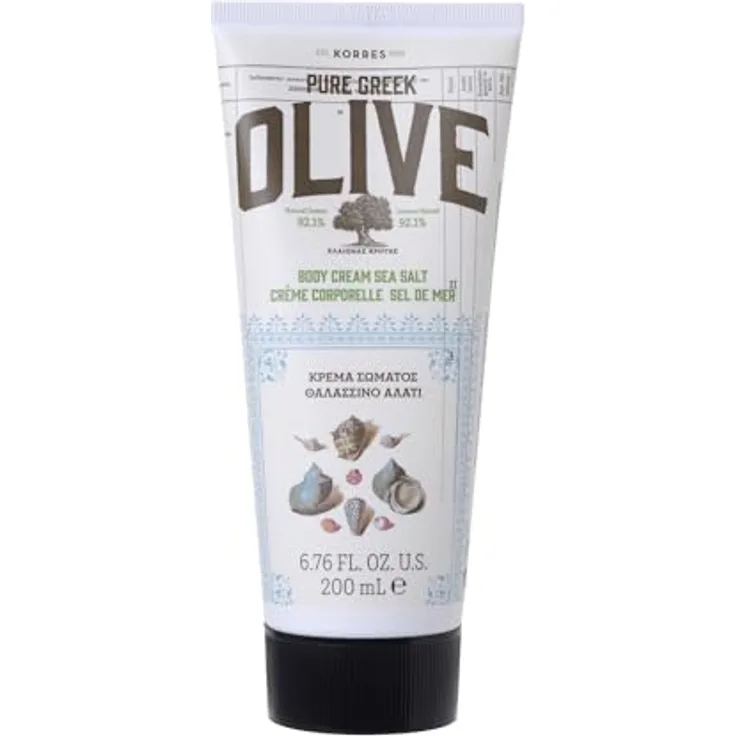 Korres Pure Greek Olive & Sea Salt, leichte Bodylotion mit intensiver Feuchtigkeitsversorgung, 200 ml