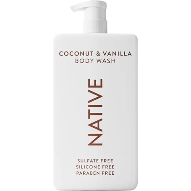 Native Duschgel Unisex, Körperseife ohne Sulfate und Farbstoffe, mit Kokos-Vanille-Duft, sanfte Reinigung aus natürlichen Inhaltsstoffen, 1 l – Bild 1