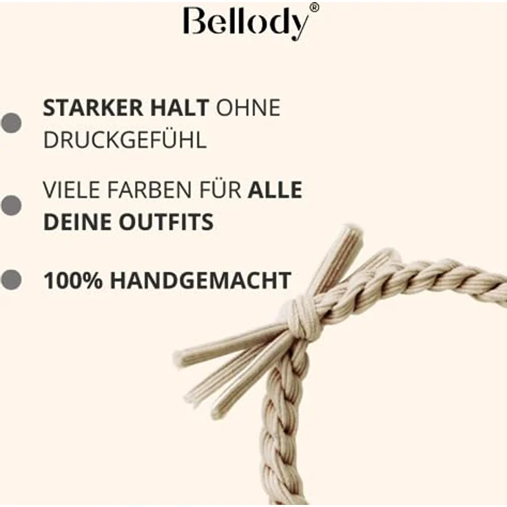 Bellody® Original Haargummis - Stylisch geflochtener Haargummi mit starkem Halt (4er Set - Champagne Beige) - Damen Haarschmuck in Beige – Bild 2