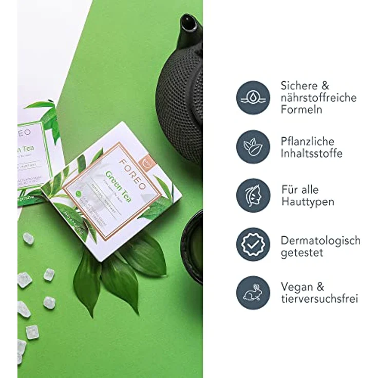 Foreo Gesichtspflege Intelligente Maskenbehandlung Ufo Mask green Tea 6 x 1 Stk. – Bild 4
