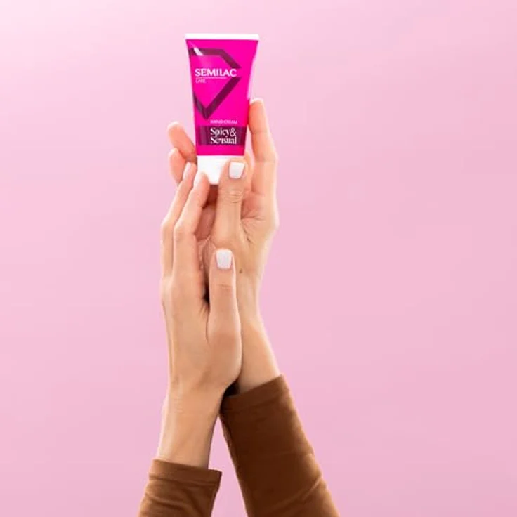 Semilac Care Spicy & Sensual Hand Cream 75 ml – Sinnlicher Duft mit Vanille & Amber, 96 % natürliche Inhaltsstoffe, schnell einziehend und nicht fettend – Bild 2