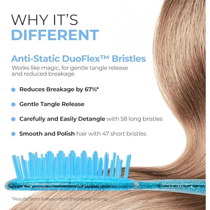 UNbrush Glitter Collection Detangling Hair Brush, Sapphire Detangler mit 105 Borsten für sanftes Entwirren von nassem und trockenem Haar – Bild 3