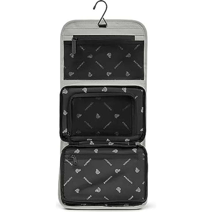 Pactastic Kosmetiktasche zum Aufhängen | 340 g Leichter ausklappbarer Kulturbeutel/Rolle mit 4 Reißverschlussfächern aus wasserabweisendem Tech-Material | 24 x 6 x 21 cm für Pflegeprodukte – Bild 3