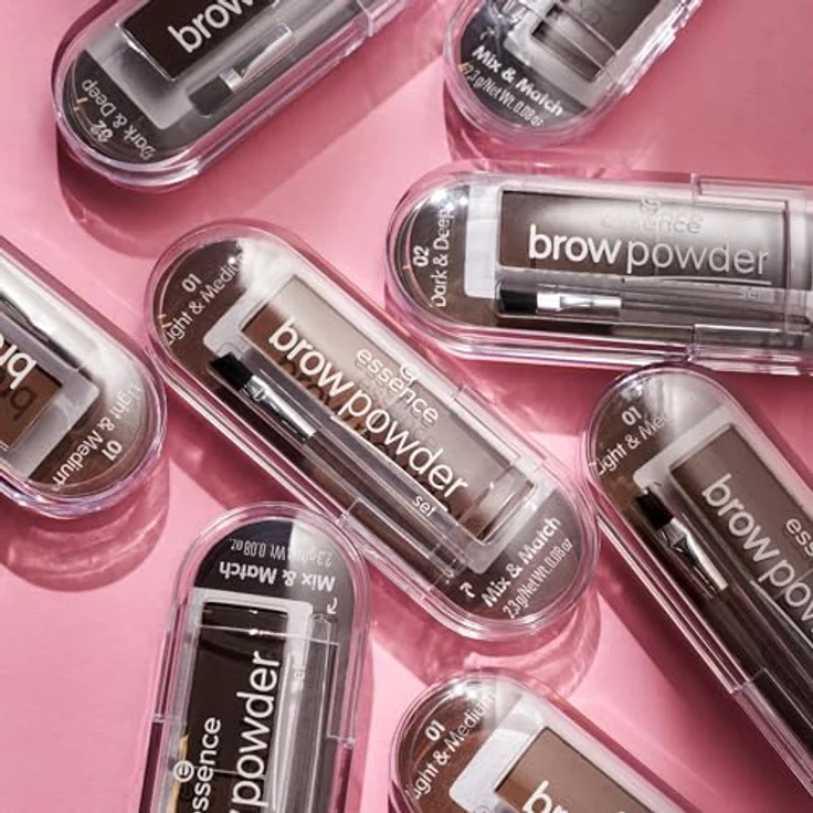 essence cosmetics brow powder set, Augenbrauen, Nr. 01 light ; medium, mehrfarbig, 2 Braun-Töne, definierend, sofortiges Ergebnis, matt, vegan (2,3g) – Bild 5