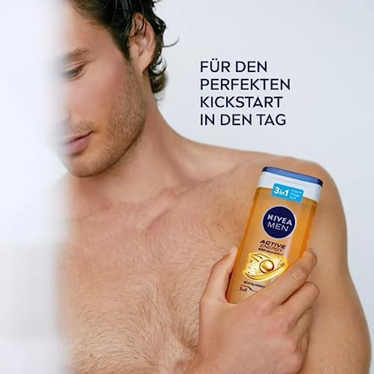 NIVEA MEN Active Energy Duschgel (250 ml), pH-hautneutrale Pflegedusche mit Koffein für Körper, Gesicht und Haar, 24h Frische-Effekt – Bild 4