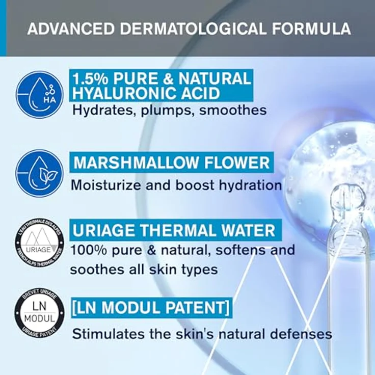 Uriage Eau Thermale Serum, intensives feuchtigkeitsspendendes Gesichtsserum mit Hyaluronsäure, 30 ml – Bild 5