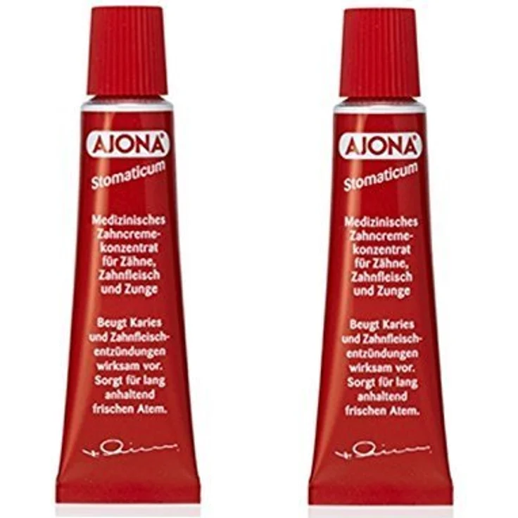 Ajona Stomatikum Zahncreme, 2 x 25 ml, für frischen Atem, made in Germany