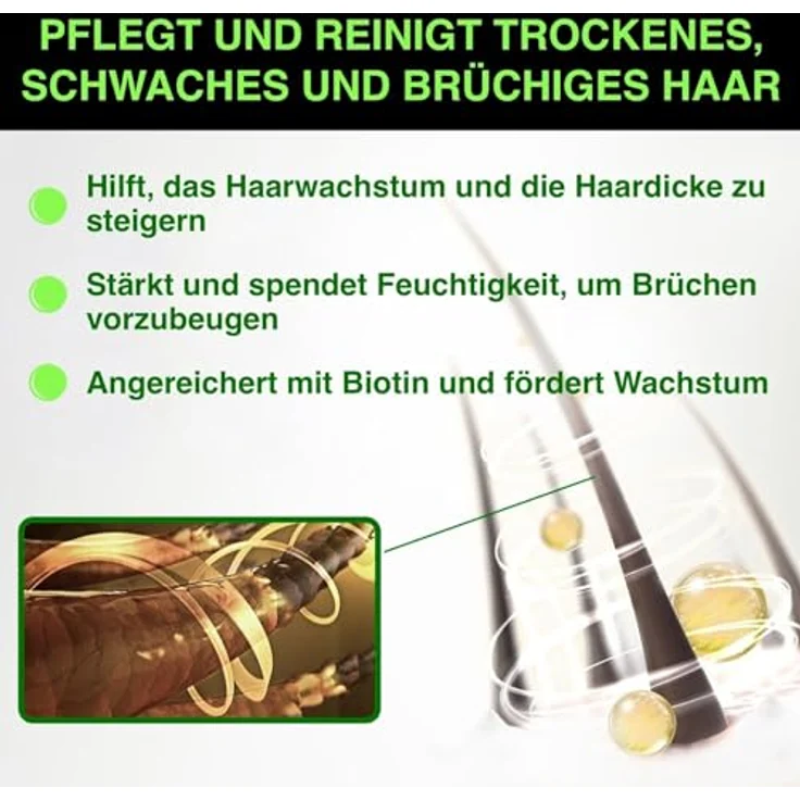 P-Beauty Rizinusöl Shampoo mit Biotin 2x300ml, Haarwachstumsförderndes Pflegeshampoo gegen Haarausfall & Haarbruch, für alle Haartypen – Bild 5