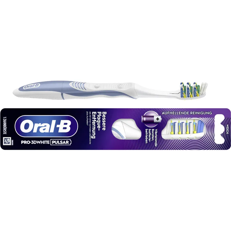 Oral-B Pro-3D White Pulsar, batteriebetriebene Zahnbürste mit Medium Borsten, zufällige Farbe