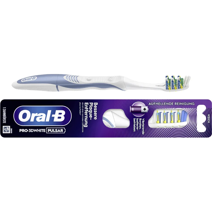 Oral-B Pro-3D White Pulsar, batteriebetriebene Zahnbürste mit Medium Borsten, zufällige Farbe