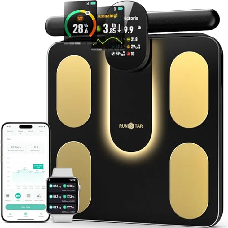 Runstar Smart Scale, digitale Personenwaage mit 8 Elektroden, Bluetooth-Verbindung und umfassender Körperzusammensetzungsanalyse – Bild 1