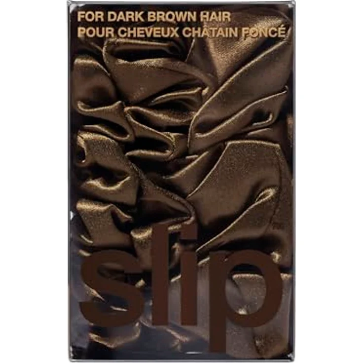 SLIP Slip Silk Back to Basics 3-teiliges Haargummi-Set - 100% Maulbeerseide, Haarschonend, Dunkelbraun – Bild 3