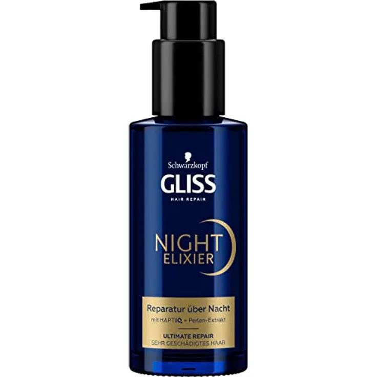 Gliss Night Elixier Ultimate Repair (100 ml), Haarserum regeneriert geschädigtes Haar im Schlaf, Haarpflege hinterlässt weiches & regeneriertes Haar über Nacht - Preisvergleich