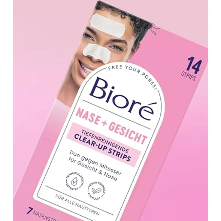 Biore Pflege Gesichtspflege Kombi Clear-Up Strips Tiefenreingend 14 Stk. Tagespflege Inhalt: 14 Stück, für Damen und Herren – Bild 4
