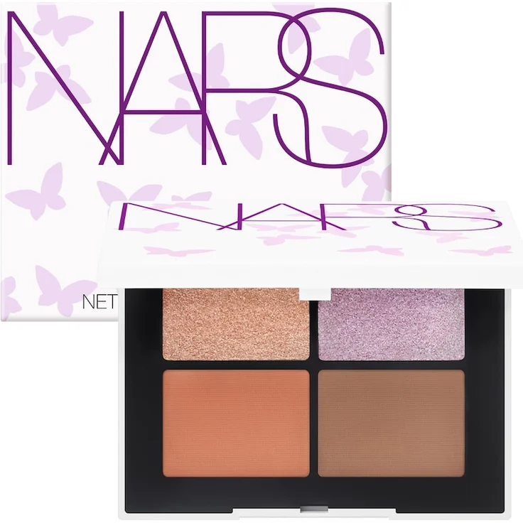 NARS EYESHADOW QUAD Lidschattenpalette, 4 Farben in Glitzerndem Rosa, Schimmerndem Lavendel, Mattes Apricot und Zartem Milchtee-Braun, 4,4 g SAKURA