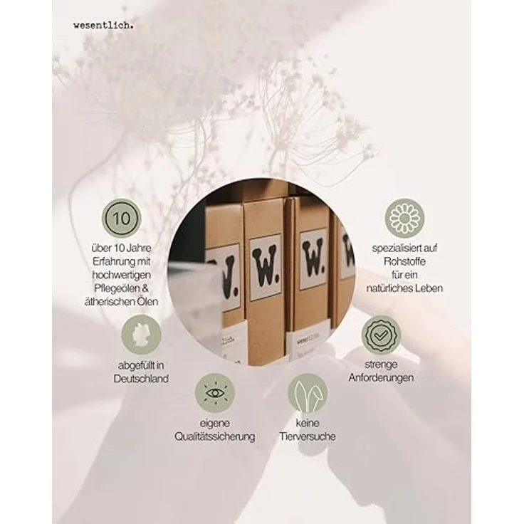 wesentlich. BIO Arganöl mit Extra Vitamin E, kaltgepresst, 100% naturrein, Kosmetik für Gesicht, Haut & Haare, Anti-Aging, Glasflasche mit Pipette, 50ml – Bild 5